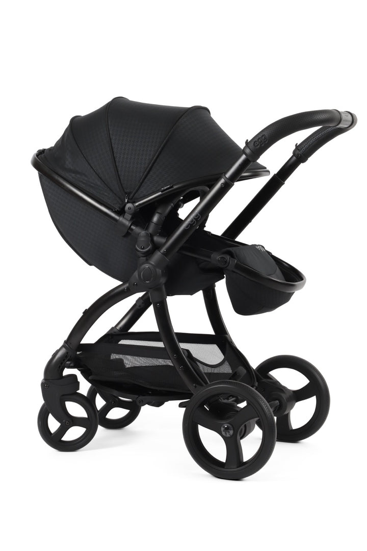 Egg3 Stroller & Carrycot with Egg Shell Car Seat and Base Luxury Bundle - Limited Edition Houndstooth Black - Pramsy