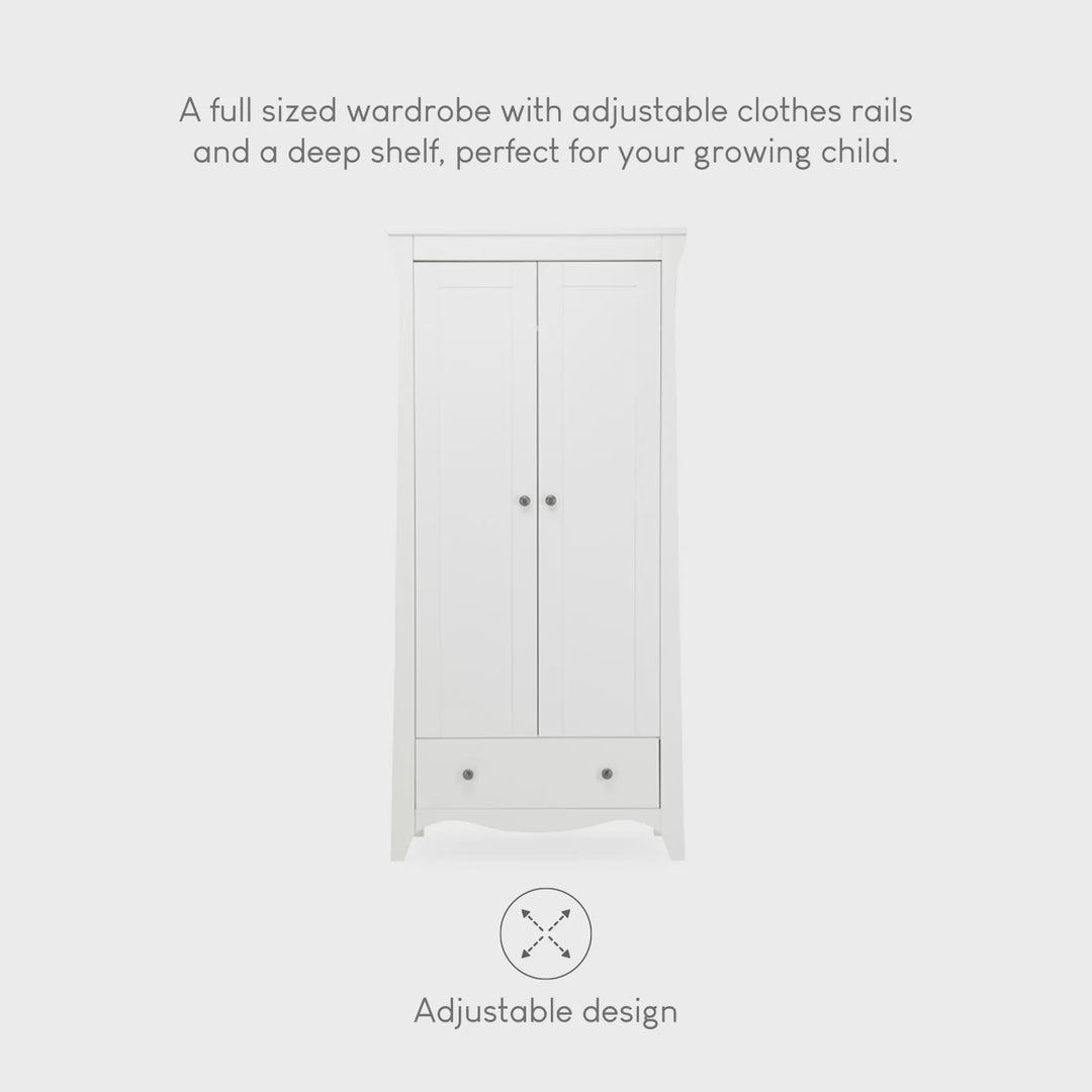 CuddleCo Clara 2 Door Nursery Wardrobe - White