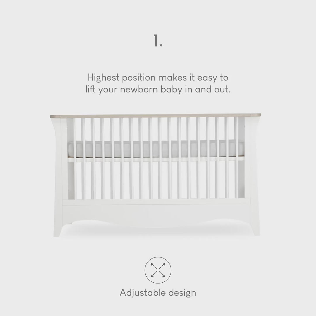 CuddleCo Clara Cot Bed - White & Ash