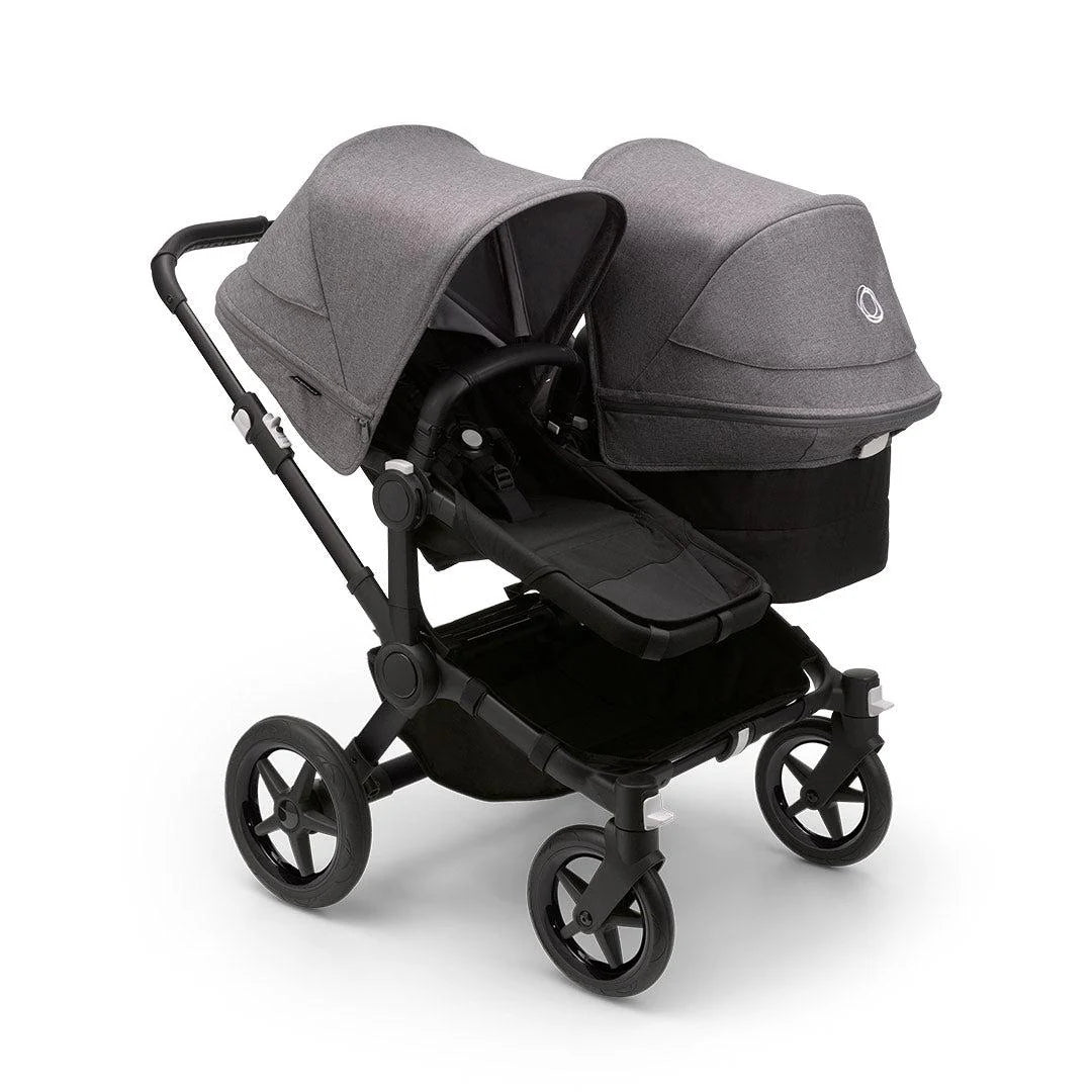 Refurbished Bugaboo Donkey 5 Duo - Grey Melange and Midnight Black on Black Chassis - Pramsy