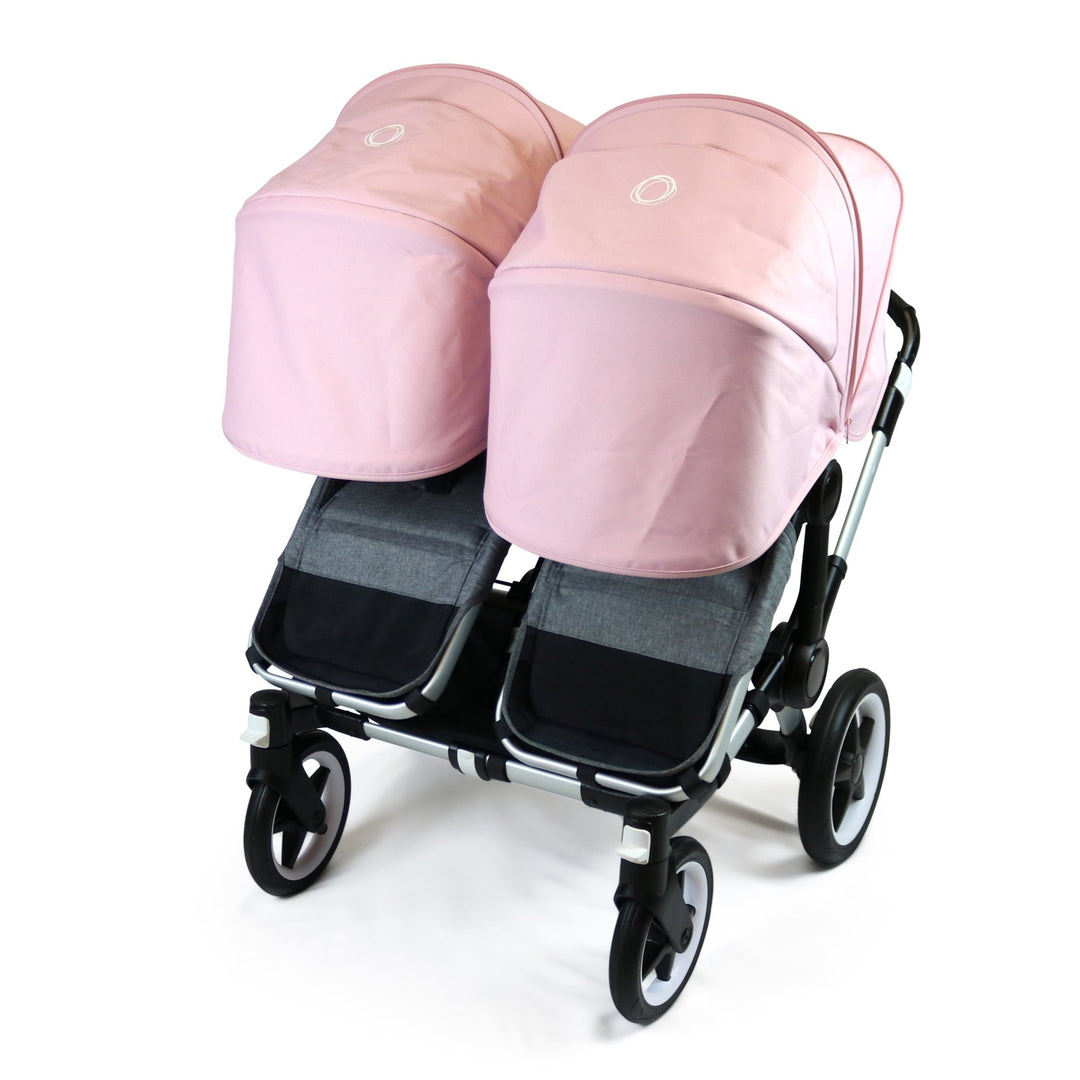 Refurbished Bugaboo Donkey3 Duo - Grey Melange and Soft Pink Canopies - Pramsy