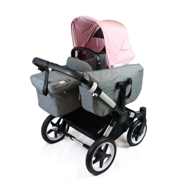 Refurbished Bugaboo Donkey3 Duo - Grey Melange and Soft Pink Canopies - Pramsy