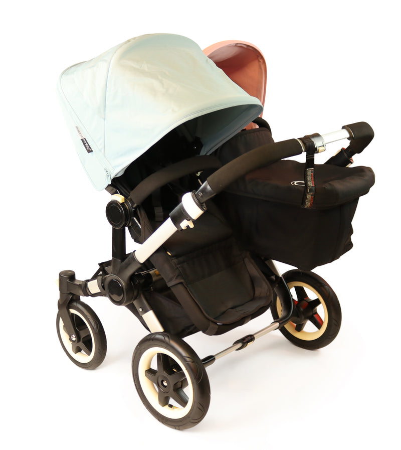 Refurbished Bugaboo Donkey Duo V1.1 - Vapor Blue and Soft Pink on Black