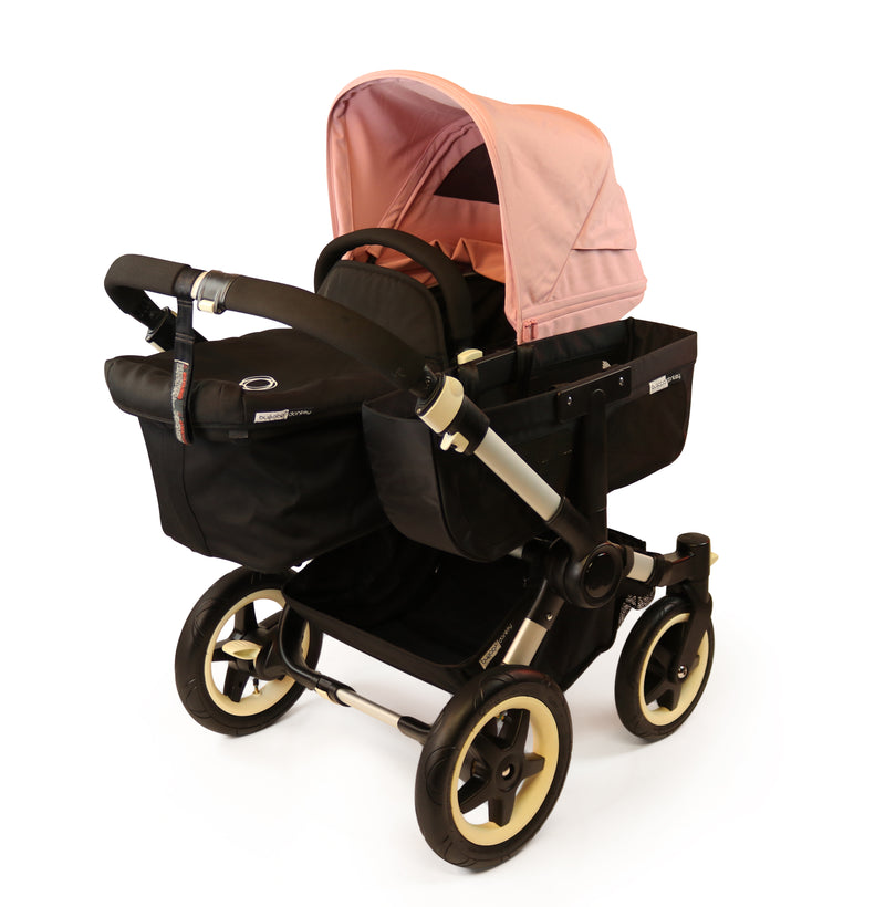 Refurbished Bugaboo Donkey Duo V1.1 - Vapor Blue and Soft Pink on Black