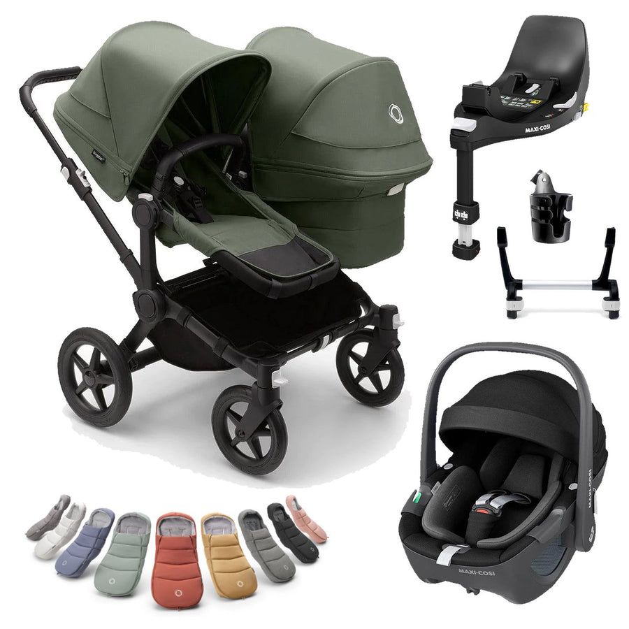 Bugaboo Donkey 5 Duo + Maxi-Cosi Pebble 360 Deluxe Bundle - Forest Green - Pramsy