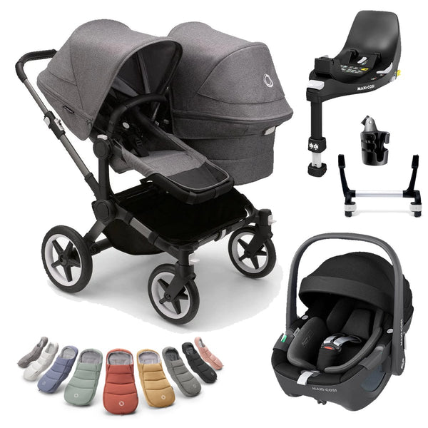 Bugaboo Donkey 5 Duo Maxi Cosi Pebble 360 Deluxe Bundle Grey Melan Pramsy