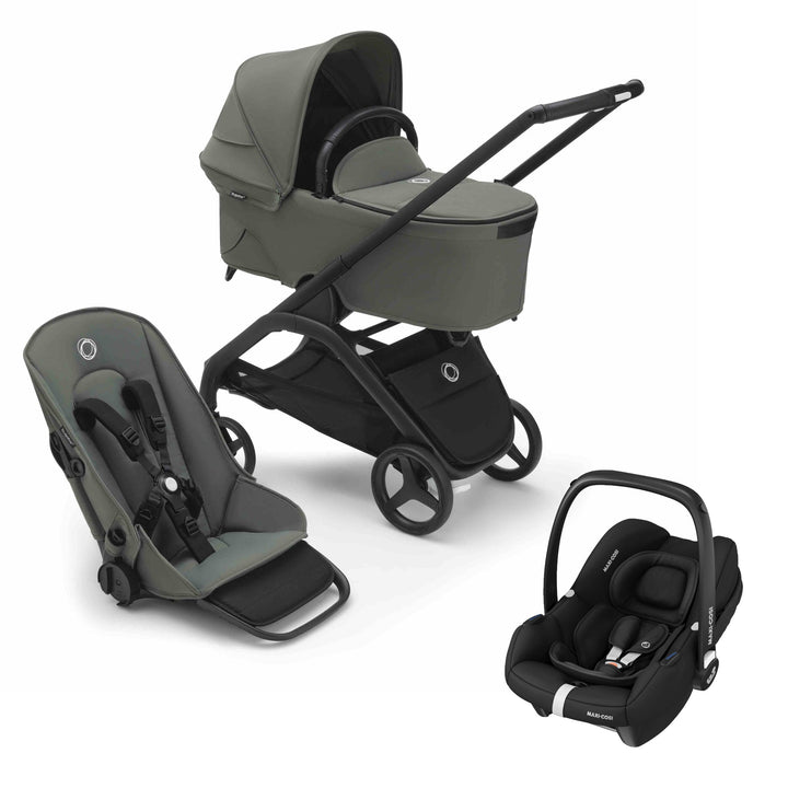 Bugaboo Dragonfly With Carrycot Forest Green + FREE Maxi-Cosi CabrioFix i-Size - Pramsy