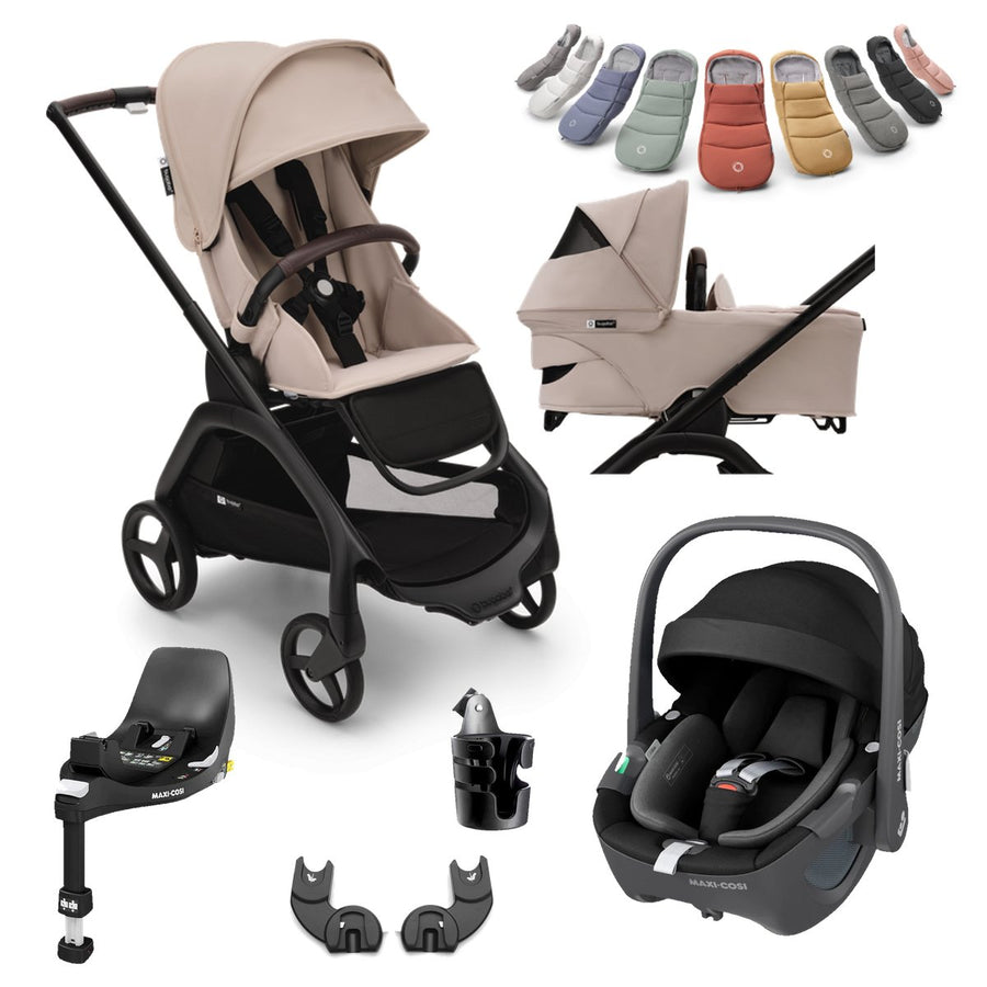 Bugaboo Dragonfly With Carrycot + Maxi-Cosi Pebble 360 Deluxe Bundle - Desert Taupe - Pramsy