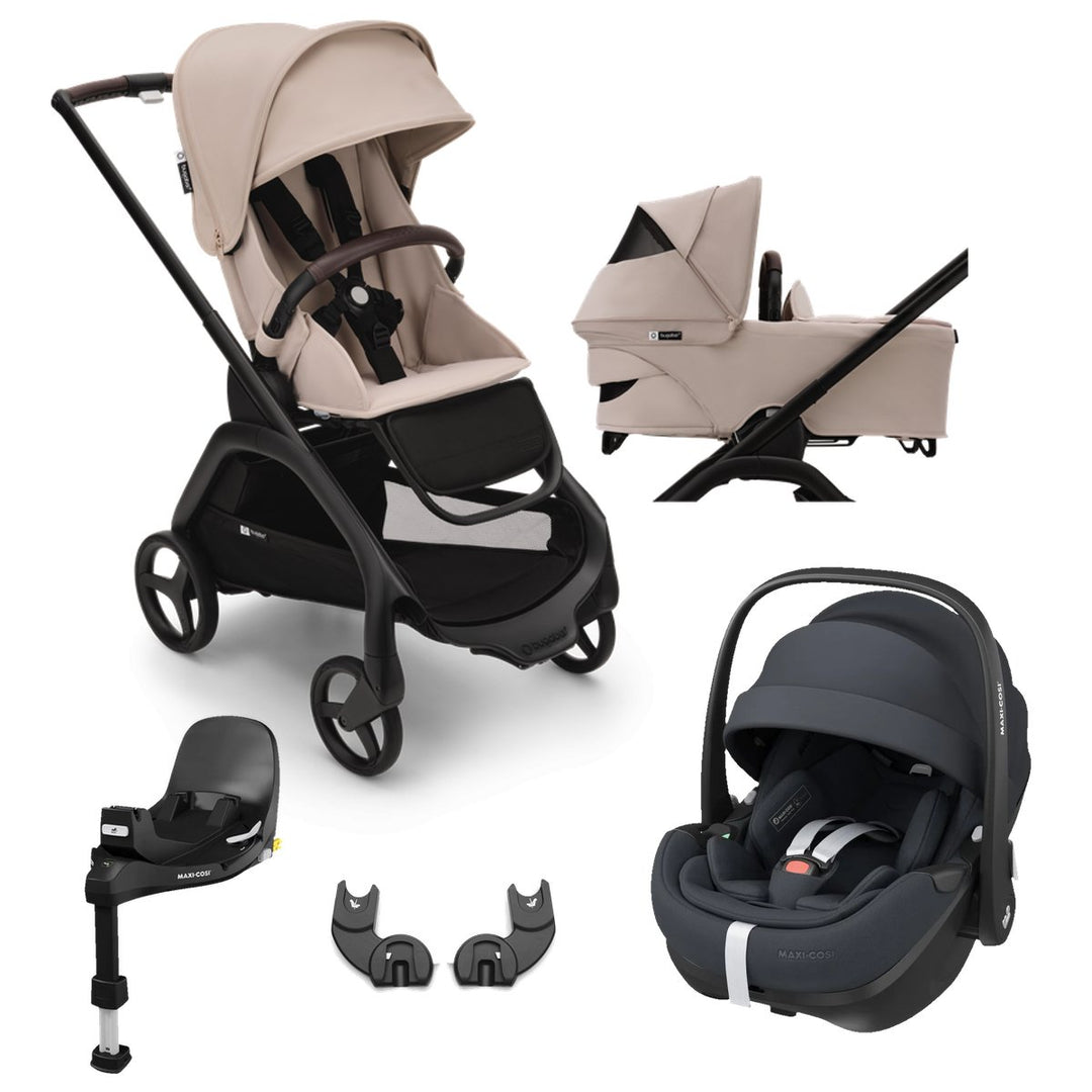 Bugaboo Dragonfly With Carrycot + Maxi-Cosi Pebble 360 Pro Complete Bundle - Desert Taupe - Pramsy