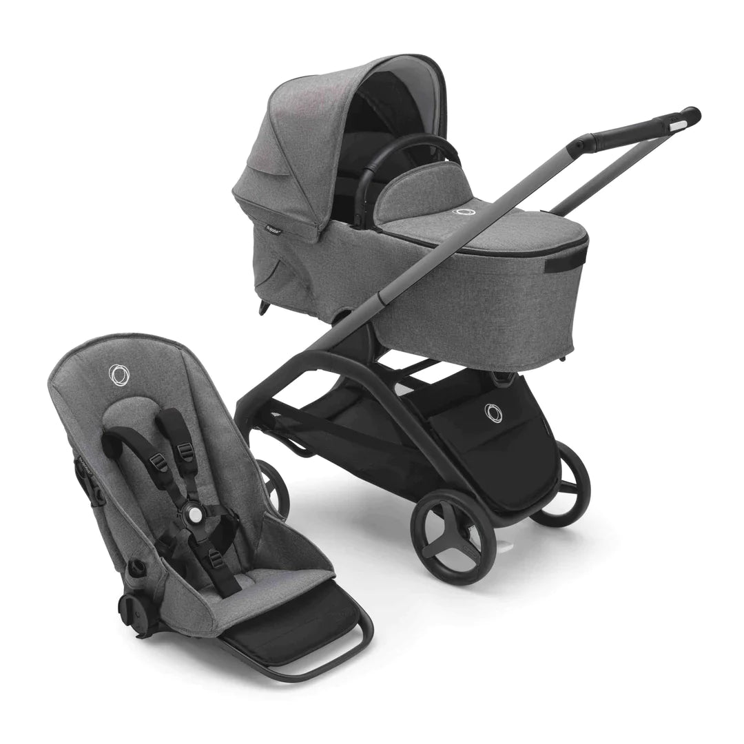 Bugaboo Dragonfly With Carrycot + Maxi-Cosi Pebble 360 Pro Complete Bundle - Grey Melange - Pramsy