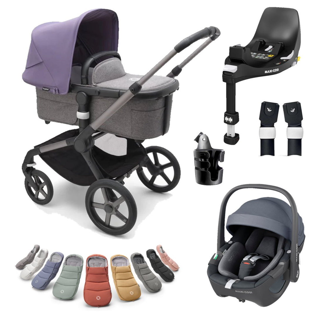 Bugaboo Fox 5 + Maxi-Cosi Pebble 360 Deluxe Bundle - Astro Purple with Grey Melange - Pramsy