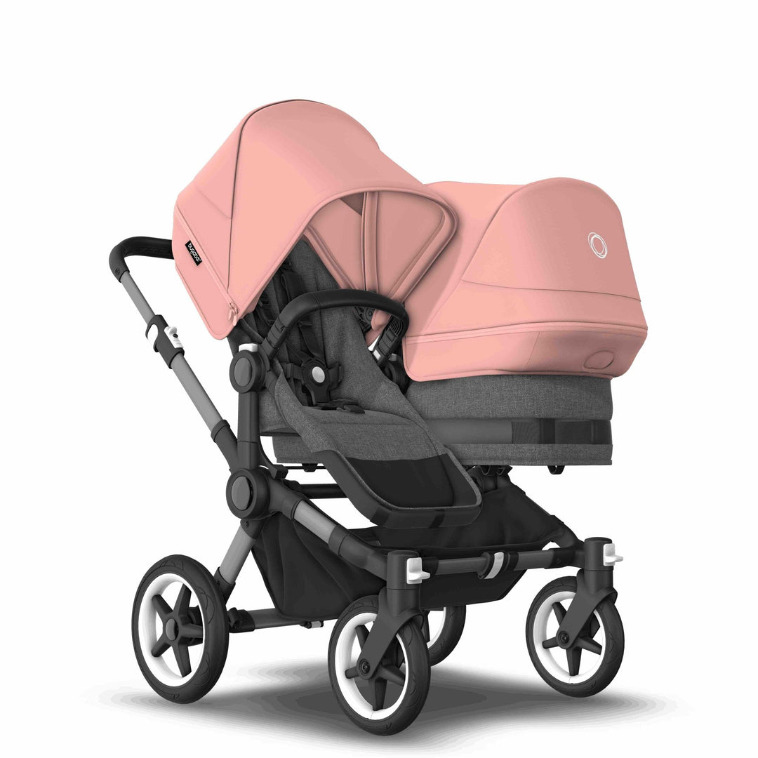 Refurbished Bugaboo Donkey 5 Duo - Grey Melange and Morning Pink on Graphite Chassis