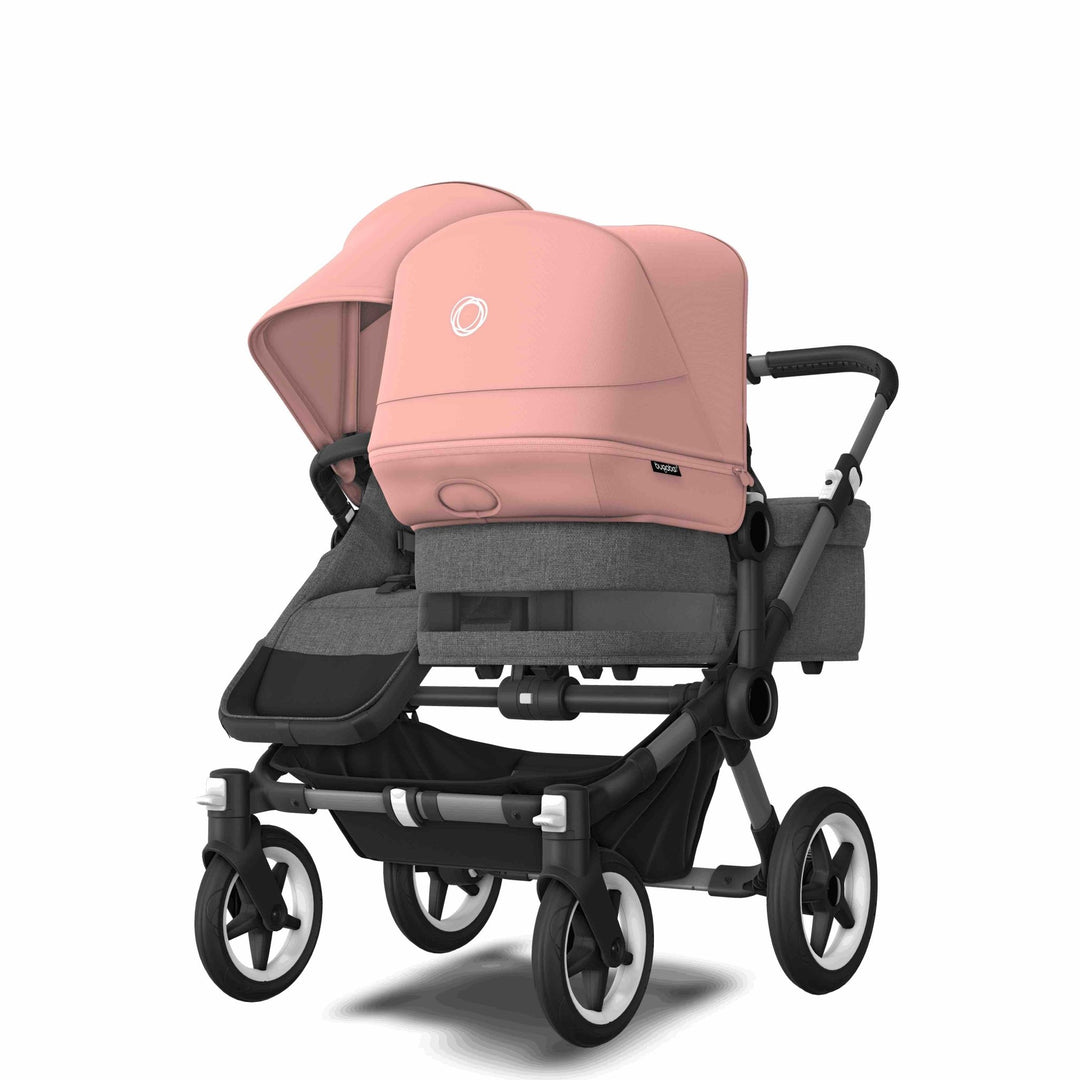 Refurbished Bugaboo Donkey 5 Duo - Grey Melange and Morning Pink on Graphite Chassis