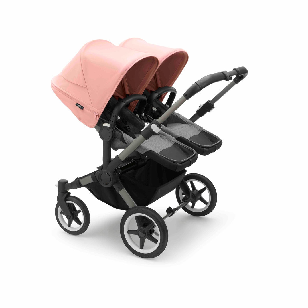 Refurbished Bugaboo Donkey 5 Duo - Grey Melange and Morning Pink on Graphite Chassis