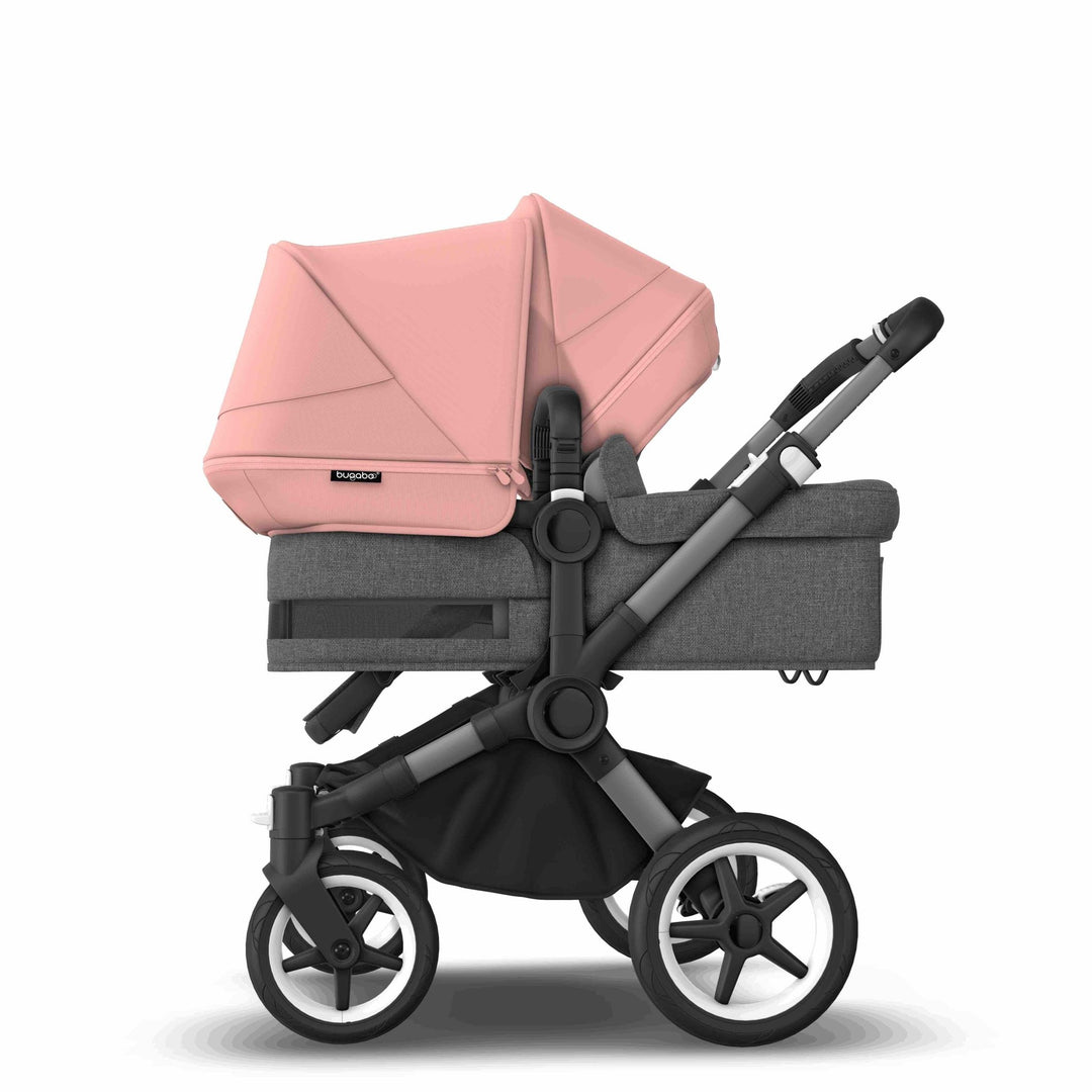 Refurbished Bugaboo Donkey 5 Duo - Grey Melange and Morning Pink on Graphite Chassis