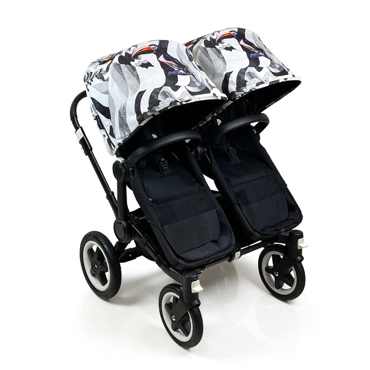 Refurbished Bugaboo Donkey2 Duo - Black with limited edition We Are Handsome2 Canopies
